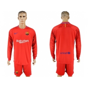 Barcelona Blank Red Goalkeeper Long Sleeves Soccer Club Jersey