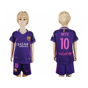 Barcelona #10 Messi Away Kid Soccer Club Jersey