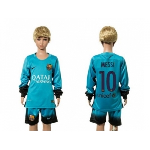 Barcelona #10 Messi SEC Away Long Sleeves Kid Soccer Club Jersey