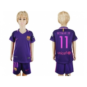 Barcelona #11 Neymar Jr Away Kid Soccer Club Jersey
