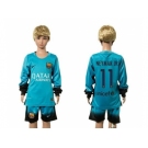 Barcelona #11 Neymar Jr SEC Away Long Sleeves Kid Soccer Club Jersey