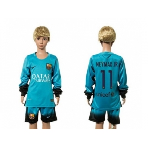 Barcelona #11 Neymar Jr SEC Away Long Sleeves Kid Soccer Club Jersey