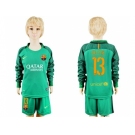 Barcelona #13 Cillesse Green Goalkeeper Long Sleeves Kid Soccer Club Jersey