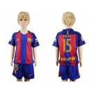 Barcelona #15 bartra Home Kid Soccer Club Jersey