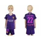 Barcelona #22 Aleix Vidal Away Kid Soccer Club Jersey