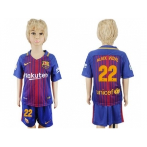 Barcelona #22 Aleix Vidal Home Kid Soccer Club