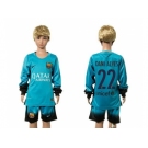 Barcelona #22 Dani Alves SEC Away Long Sleeves Kid Soccer Club Jersey