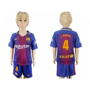 Barcelona #4 I.Rakitic Home Kid Soccer Club Jers