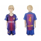 Barcelona #4 I.Rakitic Home Kid Soccer Club Jerse