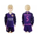 Barcelona #5 Busquets Away Long Sleeves Kid Soccer Club Jersey