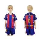 Barcelona #6 Aleix Vidal Home Kid Soccer Club Jersey