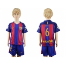 Barcelona #6 Xavi Home Kid Soccer Club Jersey