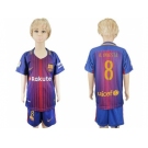 Barcelona #8 A.Iniesta Home Kid Soccer Club Jerse