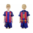 Barcelona #8 A.Iniesta Home Kid Soccer Club Jersey.