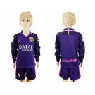 Barcelona Blank Away Long Sleeves Kid Soccer Club Jersey