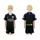Barcelona Blank Black Goalkeeper Kid Soccer Club Jersey