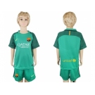 Barcelona Blank Green Goalkeeper Kid Soccer Club Jersey