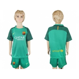 Barcelona Blank Green Goalkeeper Kid Soccer Club Jersey