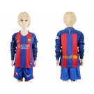 Barcelona Blank Home Long Sleeves Kid Soccer Club Jersey