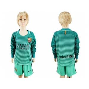 Barcelona Blank Sec Away Long Sleeves Kid Soccer Club Jersey