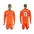 Chelsea #13 Courtois Orange Goalkeeper Long Sleeves Soccer Club Jersey