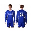 Chelsea #24 Cahill Home Long Sleeves Soccer Club Jersey