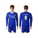 Chelsea #8 Oscar Home Long Sleeves Soccer Club Jerseys