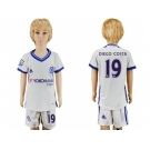 Chelsea #19 Diego Costa White Kid Soccer Club Jersey