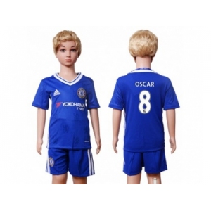 Chelsea #8 Oscar Blue Home Kid Soccer Club Jersey