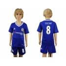 Chelsea #8 Oscar Blue Home Kid Soccer Club Jerseys