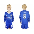 Chelsea #8 Oscar Home Long Sleeves Kid Soccer Club Jersey