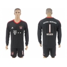 Bayern Munchen #1 Neuer Black Goalkeeper Long Sleeves Soccer Club Jersey