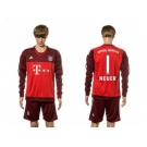 Bayern Munchen #1 Neuer Goalkeeper Long Sleeves Soccer Club Jersey