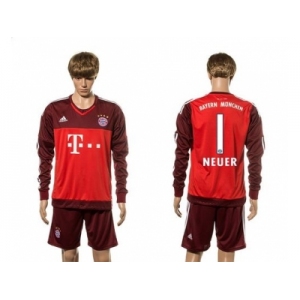 Bayern Munchen #1 Neuer Goalkeeper Long Sleeves Soccer Club Jersey