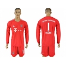 Bayern Munchen #1 Neuer Red Goalkeeper Long Sleeves Soccer Club Jersey