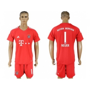 Bayern Munchen #1 Neuer Red Goalkeeper Soccer Club Jersey