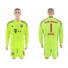 Bayern Munchen #1 Neuer Shiny Green Goalkeeper Long Sleeves Soccer Club Jersey