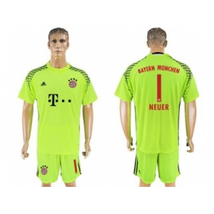 Bayern Munchen #1 Neuer Shiny Green Goalkeeper Soccer Club Jersey