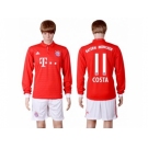 Bayern Munchen #11 Costa Home Long Sleeves Soccer Club Jerseys