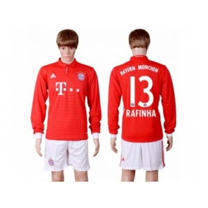 Bayern Munchen #13 Rafinha Home Long Sleeves Soccer Club Jerseys