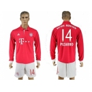 Bayern Munchen #14 Pizarro Home Long Sleeves Soccer Club Jersey