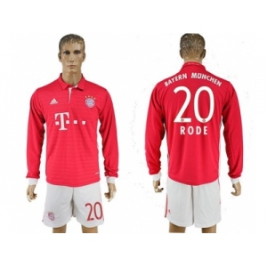 Bayern Munchen #20 Rode Home Long Sleeves Soccer Club Jersey