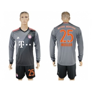 Bayern Munchen #25 Muller Away Long Sleeves Soccer Club Jersey