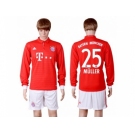 Bayern Munchen #25 Muller Home Long Sleeves Soccer Club Jerseys