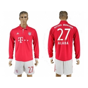 Bayern Munchen #27 Alaba Home Long Sleeves Soccer Club Jersey