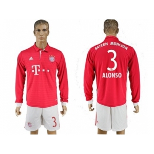 Bayern Munchen #3 Alonso Home Long Sleeves Soccer Club Jersey