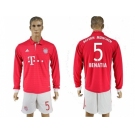 Bayern Munchen #5 Benatia Home Long Sleeves Soccer Club Jersey