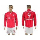 Bayern Munchen #9 Lewandowski Home Long Sleeves Soccer Club Jersey