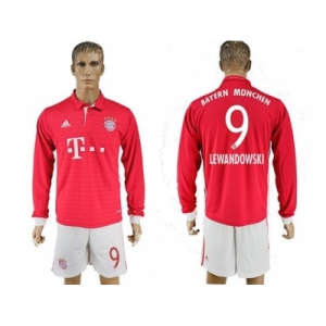 Bayern Munchen #9 Lewandowski Home Long Sleeves Soccer Club Jersey