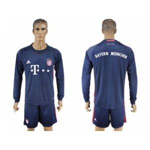 Bayern Munchen Blank Dark Blue Goalkeeper Long Sleeves Soccer Club Jersey